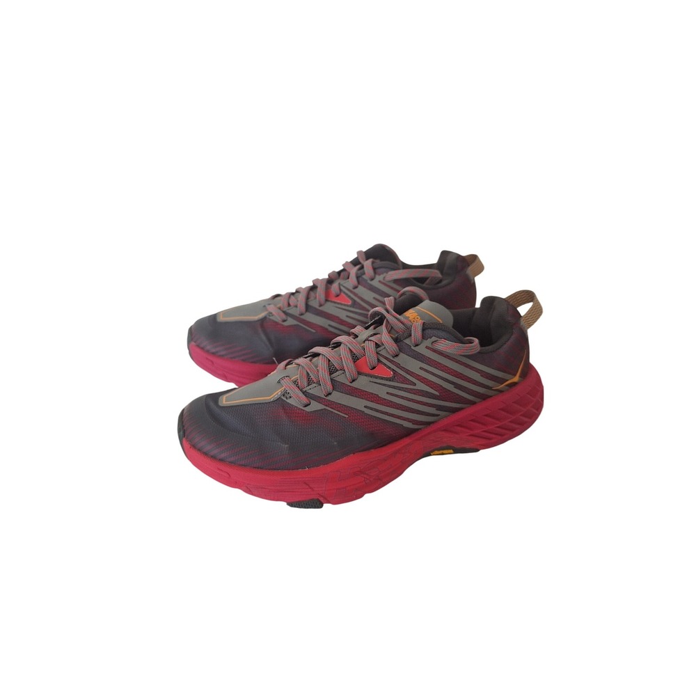 Hoka‎ One One Shoes Womens Size 7 gray pink Speedgoat 4 Trail Running Vibram - Picture 4 of 9